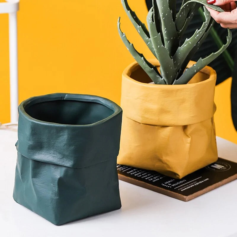 Ceramic Kraft Paper Flower Pot